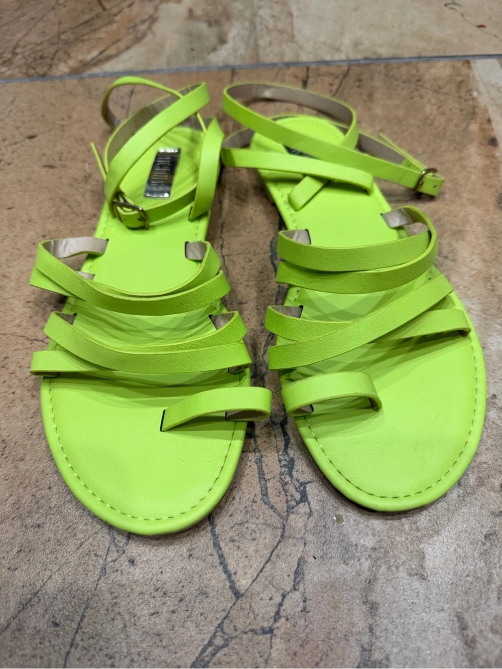 Women's Neon Green Strappy Sandals